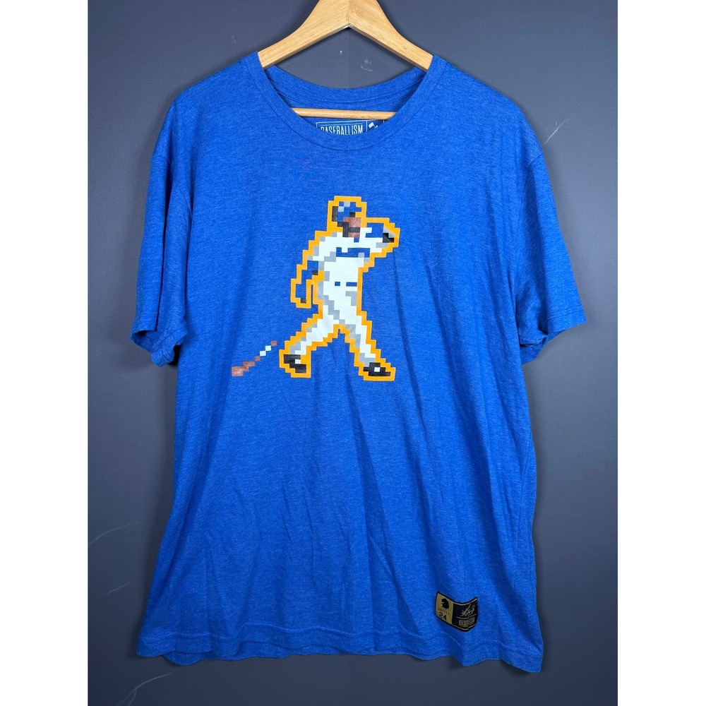 Baseballism Ken Griffey Jr 8-Bit Pixel Art T-Shirt Mens XL Blue Heather 24 Tee
